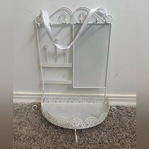Y2K vintage hanging jewelry holder white coquette 9x8”